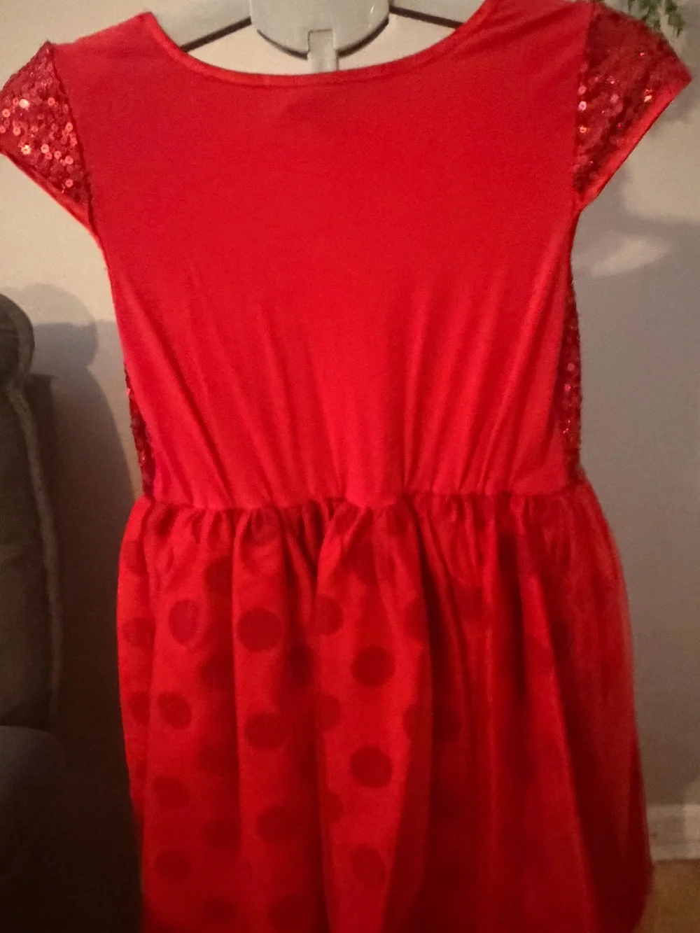 Justice Girls 14 Red Sequin Polka Dot Formal Dress